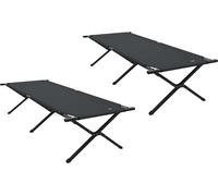 vidaXL Lit pliant pour le camping 2 pcs Noir 210 x 80 x 46 cm