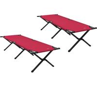 vidaXL Lit pliant pour le camping 2 pièces Rouge 193 x 69 x 45 cm