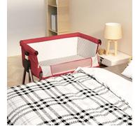vidaXL Lit bébé 10293 – Tissu de lin, berceau cododo avec matelas, hauteur réglable – Rouge