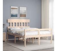 vidaXL Lit pour personne âgée et tête de lit 120x200 cm bois massif, lit pour personnes âgées, cadre de lit, lit double, lit haut, lit bois G