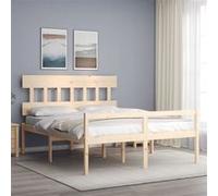 vidaXL Lit pour personne âgée et tête de lit 160x200 cm bois massif, lit pour personnes âgées, cadre de lit, lit double, lit haut, lit bois G