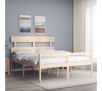 vidaXL Lit pour personne âgée et tête de lit 160x200 cm bois massif Marron