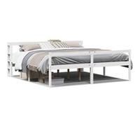 vidaXL Lit pour personne âgée et tête de lit 180x200cm bois pin massif, lit pour personnes âgées, cadre de lit, lit double, lit haut, lit 3305872 Blanc G