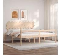 vidaXL Lit pour personne âgée et tête de lit 200x200 cm bois massif, lit pour personnes âgées, cadre de lit, lit double, lit haut, lit bois G