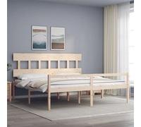 vidaXL Lit pour personne âgée et tête de lit 200x200 cm bois massif, lit pour personnes âgées, cadre de lit, lit double, lit haut, lit bois G