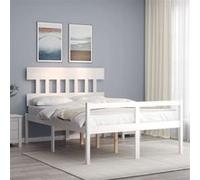 vidaXL Lit pour personne âgée et tête de lit petit double bois massif, lit pour personnes âgées, cadre de lit, lit double, lit haut, lit bois G