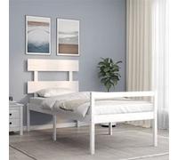 vidaXL Lit pour personne âgée et tête de lit simple bois massif Blanc