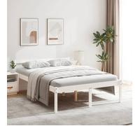 vidaXL Cadre de lit Bois de pin massif 135 x 190 cm Double Blanc