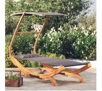 vidaXL Bain de soleil avec toit 100x190x134 cm Bois courbé massif Anthracite