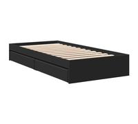 VidaXL Lit simple avec tiroirs en bois d'ingénierie Noir 90 x 190 cm - Structure avec rangement