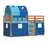 vidaXL Lit superposé avec Rideaux Bleu 75x190 cm Bois pin Massif, lit, Cadre de lit, lit superposé Bas, Meuble de Chambre à Coucher