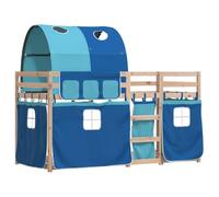 vidaXL Lit superposé avec Rideaux Bleu 90x190 cm Bois pin Massif, lit, Cadre de lit, lit superposé Bas, Meuble de Chambre à Coucher