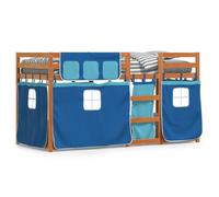 vidaXL Lit superposé avec rideaux bleu 90x200 cm bois pin massif