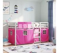 vidaXL Lit superposé avec rideaux rose 80x200 cm bois pin massif