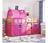 vidaXL Lit superposé bas avec rideaux 90x190 cm bois pin massif rose