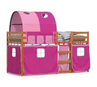 vidaXL Lit superposé avec rideaux rose 90x200 cm bois pin massif