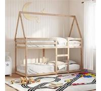 vidaXL Lit superposé avec toit 75x190 cm bois de pin massif, lit, cadre de lit, lit mezzanine, meuble de chambre, sommier, 3282089 Beige G