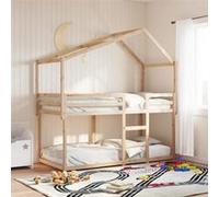 vidaXL Lit superposé avec toit 90x200 cm bois de pin massif Marron