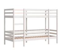 vidaXL Lit superposé Blanc 75x190 cm Bois de pin Massif, lit Mezzanine, Cadre de lit superposé, lit superposé en Bois, lit superposé pour Enfants