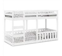 vidaXL Lit superposé Blanc 80x200 cm Bois de pin massif, cadre de lit superposé bas, meubles de chambre à coucher, cadre de 3308587 Blanc G