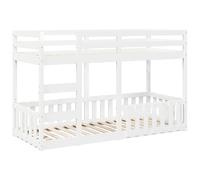 vidaXL Lit superposé Blanc 90x190 cm Bois de pin massif, cadre de lit superposé bas, meubles de chambre à coucher, cadre de 3308593 Blanc G