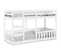vidaXL Lit superposé 3308590 – 90x200 cm Bois de pin massif Blanc, cadre bas