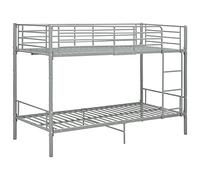 vidaXL Lit Superposé Cadre de Lit pour Enfants Sommier à Lattes Lit Simple Chambre à Coucher Maison Intérieur Gris Métal 90x200 cm