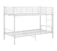 vidaXL Lit Superposé Cadre de Lit pour Enfants Sommier à Lattes Lit Simple Chambre à Coucher Maison Intérieur Blanc Métal 90x200 cm