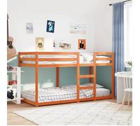 vidaXL Lit superposé Mezzanine pour enfant moderne Bois de pin massif cire marron 90x200 cm