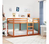 vidaXL Lit superposé pour enfant Bois de pin massif 90x190 cm Cire marron