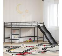 vidaXL Lit superposé pour enfants avec toboggan Noir et anthracite