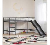 vidaXL Lit superposé pour enfants avec toboggan Uni Noir et anthracite 42020778