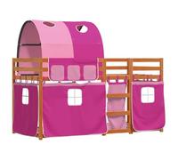 vidaXL Lit superposé bas avec rideaux 90x190 cm bois pin massif rose