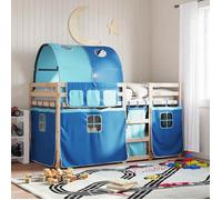 vidaXL Lit superposé avec rideaux bleu 80x200 cm bois pin massif