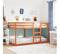 vidaXL Lit superposé Mezzanine pour enfant moderne Bois de pin massif cire marron 90x200 cm