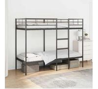 vidaXL Lit superposé sans Matelas Noir 75x190 cm Acier, Cadre de lit, sommier, Meuble de Chambre, lit Mezzanine, Cadre de lit superposé