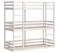 vidaXL Lit superposé triple 90x190 cm bois de pin massif blanc