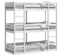 vidaXL Lit superposé triple blanc 90x200 cm bois de pin massif