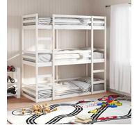 vidaXL Lit superposé triple 90x200 cm en pin massif Blanc 3 couchettes
