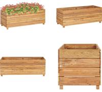 vidaXL Lit surélevé 100x40x38 cm bois massif teck et acier - Lit surélevé - Jardin surélevé - Cache-pot