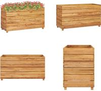 vidaXL Lit surélevé 100x40x55 cm bois massif teck et acier - Lit surélevé - Jardin surélevé - Cache-pot