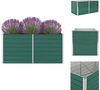 vidaXL Lit surélevé 160 x 80 x 77 cm Acier galvanisé Vert - Pots de fleurs & Jardinières