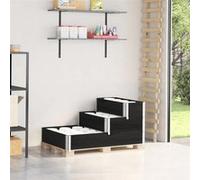 vidaXL Lit Surélevé à 3 Niveaux, Bac à Fleurs, Pot de Plantes, Boîte à Fleurs, Jardinière de Jardin Terrasse Extérieur, Noir 4010310 Noir G