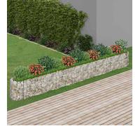 vidaXL Lit Surélevé à Gabion Parterre de Fleurs Support de Plante Jardinière Pot de Fleurs Jardin Terrasse Extérieur Fer Galvanisé 470x50x50 cm