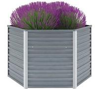 vidaXL Lit surélevé de jardin hexagonal en acier galvanisé 129x129x77 cm Gris