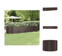 vidaXL Lit surélevé Acier revêtu par poudre 396x100x68 cm Marron - Pots de fleurs & Jardinières