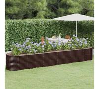 vidaXL Lit surélevé en acier revêtu par poudre 440 x 80 x 68 cm Marron
