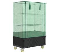 vidaXL Lit surélevé avec rehausse et roulettes aspect rotin 80x50x182 cm