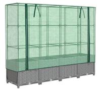 vidaXL Lit surélevé avec serre aspect rotin 160x40x138 cm