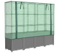 vidaXL Lit surélevé avec serre aspect rotin 160x40x153 cm